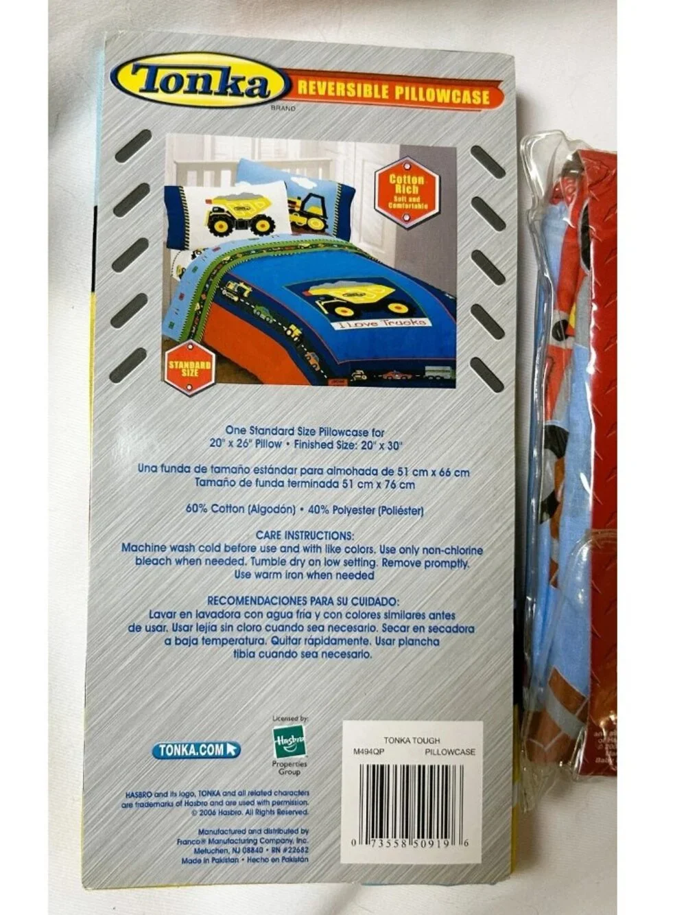 TODDLER/Baby Crib bed Fitted Sheet+reversible Pillowcase~vtg TONKA Truck car~2pc